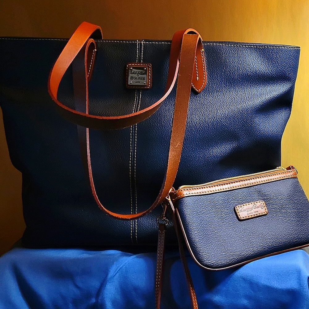 Dooney and Burke pebble leather band with matching wristlet